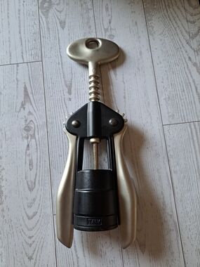 Winged Corkscrew Wine Bottle Opener - Silver and Black Vintage Italian HoffRitz